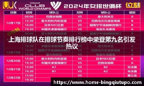 上海排球队在排球节奏排行榜中荣登第九名引发热议